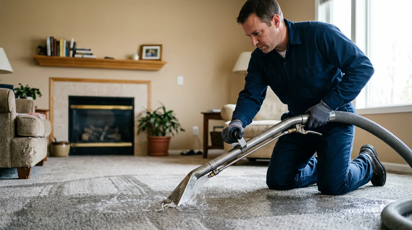 Water damage restoration technician working near Beaumont, TX